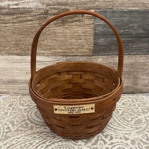 Longaberger Discovery Basket 1492 1992 Handwoven Wood Storage Collectible